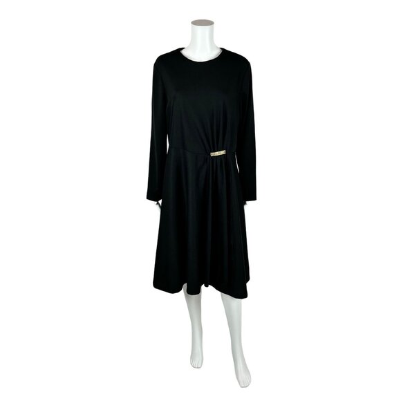 Vintage 70s Cocktail Dress Women's Extra Large Black Bombshell Rhinestone Waist - Picture 1 of 10